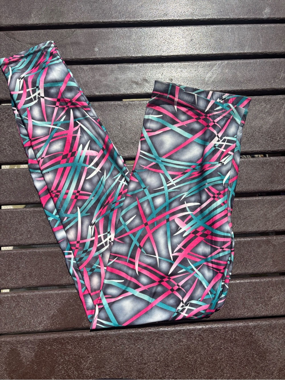 Pink Teal & Black Graphic Leggings